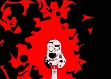 bite biting_lip black_ears black_nose black_spots collar fangs feral frustrated fur male red_collar solo spots teeth toony white_body white_fur white_spots omniferret 101_dalmatian_street 101_dalmatians disney dylan_(101_dalmatians) canid canine canis dalmatian domestic_dog mammal absurd_res hi_res