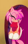 anthro clothed clothing commando dress female flashing flashing_pussy genitals heart_symbol no_underwear presenting presenting_pussy pussy raised_clothing raised_dress solo teasing thigh_gap thin_calves thin_legs thin_thighs funkys0da sega sonic_the_hedgehog_(series) amy_rose eulipotyphlan hedgehog mammal animated low_res short_playtime