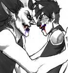 artist blood bodily_fluids duo horn male rivalry splickedylit homestuck ms_paint_adventures the_grand_highblood karkat_vantas kurloz_makara alien alien_humanoid horned_humanoid humanoid troll_(homestuck)