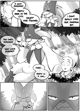 ambiguous_gender anthro being_watched dialogue duo licking_paws looking_at_another male navel smile text shoutingisfun nintendo pokemon generation_9_pokemon human mammal meowscarada pokemon_(species) 2025 black_and_white comic english_text hi_res monochrome female_(lore)
