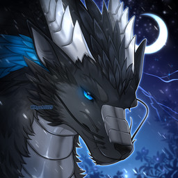 ambiguous_gender black_body black_fur black_sclera blue_eyes feral fur grey_body grey_scales horn looking_at_viewer scales solo ventral_scales white_horn luterre mythology fyris dragon eastern_dragon mythological_creature mythological_scalie scalie 1:1 bust_portrait hi_res portrait