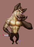 anthro blood blood_on_hand bodily_fluids forced_perspective gnut knife male nosebleed solo thief weirdmarks dungeons_and_dragons hasbro wizards_of_the_coast gnoll hyena mammal absurd_res hi_res