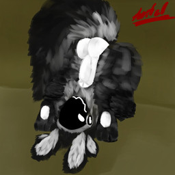 anthro big_tail black_body black_fur fur genitals machine male penis presenting presenting_penis solo tail white_penis atlant_62_1 protogen 1:1