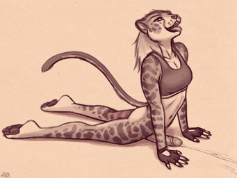 5_fingers anthro arm_markings arm_support athletic athletic_anthro athletic_gynomorph athletic_intersex barefoot big_penis bodily_fluids bottomless bottomless_anthro bottomless_gynomorph bottomless_intersex bra breasts butt cleavage clothed clothed_anthro clothed_gynomorph clothed_intersex clothing colored_nails countershade_butt countershade_face countershade_neck countershade_tail countershade_torso countershading cum dark_fingernails dark_nails erection facial_markings feet fingerless_gloves fingernails fingers foreskin forward_arm_support genital_fluids genitals gloves gynomorph gynomorph_anthro hair handwear head_markings hip_markings humanoid_genitalia humanoid_hands humanoid_heel humanoid_penis intersex intersex_anthro leg_markings long_hair long_tail looking_at_viewer markings medium_breasts multicolored_body nails navel open_mouth open_smile pawpads paws penis plantigrade plantigrade_pawpads pose retracted_foreskin shoulder_markings simple_background slim slim_anthro slim_gynomorph slim_intersex smile smiling_at_viewer solo sports_bra spots spotted_body spotted_markings stretching tail three-quarter_view tongue tongue_out underwear whisker_spots yoga glopossum aster_(glopossum) cheetah felid feline king_cheetah mammal 4:3 digital_media_(artwork) english_description full-length_portrait monochrome portrait sepia sketch trans_(lore) trans_woman_(lore)