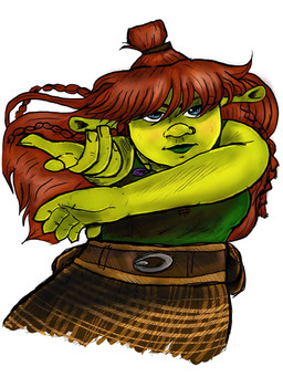 5_fingers bangs belt belt_pouch bent_arm blue_eyes bottomwear braided_hair breasts brown_belt brown_bottomwear brown_clothing brown_hair_tie brown_skirt clothed clothed_female clothed_humanoid clothing colored_nails eyebrows female fingernails fingers fully_clothed fully_clothed_female fully_clothed_humanoid green_body green_clothing green_fingernails green_lips green_nails green_shirt green_skin green_tank_top green_topwear hair hair_bun light lips long_hair looking_at_viewer mouth_closed nails not_furry pose red_eyebrows red_hair shirt simple_background skirt solo tank_top topwear white_background comicninja409 dreamworks shrek_(series) felicia_(shrek) humanoid ogre 2025 3:4 colored digital_drawing_(artwork) digital_media_(artwork) english_description half-length_portrait hi_res lighting portrait shaded