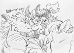 anthro chest_gem duo gem hair horn kissing_nose long_hair male male/male ponytail fishismdick anothereidos_of_dragon_vein_r mythology atmos_(anothereidos_r) barboros_(anothereidos_r) dragon mythological_creature mythological_scalie scalie hi_res monochrome