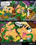 anus apple applejack_(mlp) butt clothing comic english_text equid equine female feral fluttershyfann80085 food footwear forced freckles friendship_is_magic fruit genitals halloween hasbro holidays horse mammal mouth_hold my_little_pony nipples nude panties plant pony pumpkin pussy rape sex socks solo spread_pussy spreading teats tentacle_rape tentacle_sex tentacles text underwear url