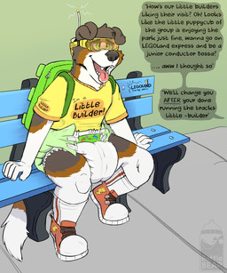 ageplay anthro backpack bench bodily_fluids brainwashing brown_body brown_fur clean_diaper clothed clothing dialogue diaper drooling footwear fur hypnosis hypnotic_visor infantilism male mind_control multicolored_body multicolored_fur offscreen_character open_mouth roleplay saliva shoes sitting solo spiral teeth text tongue tongue_out visor wearing_diaper white_body white_fur bottlebear canid canine canis domestic_dog mammal 2021 5:6 absurd_res digital_drawing_(artwork) digital_media_(artwork) english_text hi_res