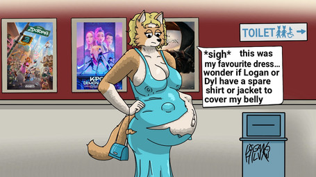 anthro big_breasts big_butt blue_clothing breasts butt clothing female kick poster pregnant pregnant_anthro pregnant_female solo text theater torn_clothing loganhilux34 disney dreamworks how_to_train_your_dragon kpop_demon_hunters zootopia amy_catmum_(loganhilux34) domestic_cat felid feline felis mammal 16:9 english_text widescreen