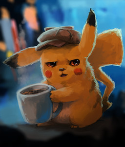 3_toes back_markings beverage brown_eyes clothing coffee container cup deerstalker_hat detailed_fur dipstick_ears ear_markings feet feral flat_cap fluffy fur hat headgear headwear holding_container holding_cup holding_object male markings multicolored_ears narrowed_eyes open_mouth realistic red_cheeks semi-anthro solo tail text toes yellow_body yellow_fur vivinkart nintendo pokemon pokemon_detective_pikachu detective_pikachu generation_1_pokemon mammal pikachu pokemon_(species) rodent 2018 detailed digital_media_(artwork) digital_painting_(artwork) full-length_portrait painting_(artwork) portrait signature