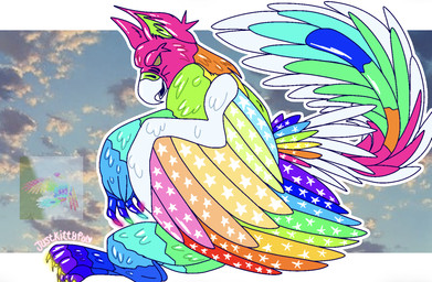 ambiguous_feral ambiguous_gender beak claws eyelashes feathered_wings feathers feral fur glistening glistening_body glistening_feathers glistening_fur glowing glowing_claws hypnosis hypnotic_eyes markings mind_control multicolored_body multicolored_claws multicolored_fur multicolored_tail multicolored_wings open_beak open_mouth solo star_(marking) tail text whiskers wings yellow_claws justkittyful feather_family mythology roblox epilepsy_(character) fan_character avian gryphon gryphon_(feather_family) mythological_avian mythological_creature artist_name digital_media_(artwork) hi_res reference_image watermark