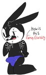 anthro bodily_fluids bulge clothing erection long_ears male nervous solo sweat tight_clothing phant0mhat disney oswald_the_lucky_rabbit lagomorph leporid mammal rabbit digital_drawing_(artwork) digital_media_(artwork) sketch