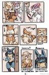 anthro anthrofied arcanine blush bulge canid canine clothing comic dialogue eeveelution fallflys generation_1_pokemon generation_4_pokemon generation_6_pokemon half-closed_eyes hi_res jockstrap lucario male mammal narrowed_eyes nintendo pokemon pokemon_(species) pokemorph sitting surprised sylveon underwear