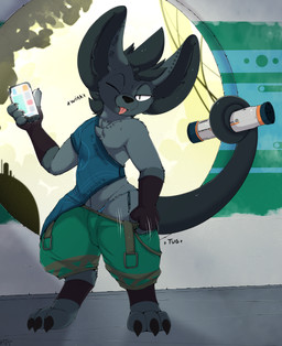 anthro big_ears bikini bikini_bottom bikini_thong blep clothed clothing clothing_pull ekaori fur looking_at_viewer male one_eye_closed science_fiction small_waist smile solo swimwear tail tail_grabbing_object teasing teasing_viewer thick_thighs thong tongue tongue_out tuft two-piece_swimsuit underwear wide_hips wink winking_at_viewer katauni mammal mouse murid murine rodent absurd_res digital_media_(artwork) hi_res story story_in_description