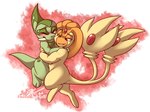 2017 2_tails 3_fingers 3_toes ambiguous_gender avis_(matchaghost) axew blush brown_eyes digital_media_(artwork) duo embrace eyes_closed feet female_(lore) feral fingers generation_4_pokemon generation_5_pokemon green_body hug legendary_pokemon looking_at_another matchaghost multi_tail nintendo pokemon pokemon_(species) shiny_pokemon signature simple_background tail toes uxie veda_(matchaghost) white_background