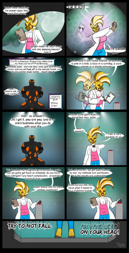 abs anthro arms_tied balls big_balls black_body blonde_hair bound breasts chair cleavage clothed clothing coat dialogue exclamation_point female furniture genitals hair lab_coat male motion_lines muscular muscular_male nude nude_anthro nude_male orange_body penis profanity pushbutton question_mark red_eyes simple_background sitting speech_bubble spread_legs spreading standing submissive submissive_male text topwear waking_up yellow_body yellow_eyes rubykila nintendo pokemon max_(maxdamage_rulz) ruby_kila amphibian equid equine fire_salamander mammal plains_zebra quagga recently_extinct_species salamander zebra absurd_res comic english_text hi_res signature