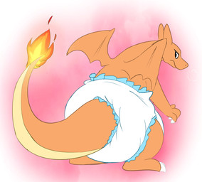 3_fingers ambiguous_gender angry anthro back_wings claws clean_diaper clothed clothing cloud_emanata diaper diaper_only emanata finger_claws fingers fire flaming_tail frown looking_back orange_body orange_tail orange_wings rear_view simple_background solo standing tail toe_claws topless two_tone_tail wearing_diaper white_diaper wings yellow_tail fang29 nintendo pokemon charizard generation_1_pokemon pokemon_(species) 2021 absurd_res full-length_portrait hi_res portrait