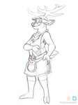 anthro chest_tuft clothing eyewear glasses kilt looking_at_viewer male pouch_(clothing) rainbow_colors solo topwear tuft vest furfragged frag_(furfragged) deer mammal hi_res sketch