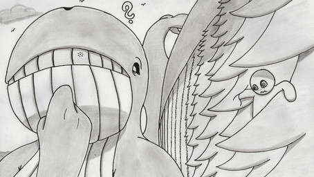 ambiguous_gender anthro anthro_pred black_eyes blowhole cloud confusion duo human_prey in_mouth macro macro_pred question_mark vore coastchiller coasty_(coastchiller) aquatic avian baleen_whale bird cetacean human mammal whale 2026 sketch