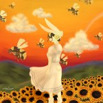 anthro clothed clothing cloud detailed_background dress faceless_character female flower fur landscape looking_away mountain outside plant school_uniform sky solo text uniform white_body white_clothing white_dress white_fur wings yellow_body smokerfennek beastars flower_boy_(album) haru_(beastars) tyler_the_creator arthropod bee domestic_rabbit dwarf_rabbit hymenopteran insect lagomorph leporid mammal oryctolagus rabbit 1:1 2025 absurd_res album_cover artist_name colored cover cover_art digital_drawing_(artwork) digital_media_(artwork) english_text full-length_portrait hi_res portrait redraw shaded signature