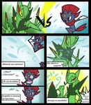 anthro attack black_body christmas_tree duo fight green_body holidays male plant red_eyes text tree jhony_ryu christmas nintendo pokemon generation_4_pokemon generation_6_pokemon mega_evolution mega_sceptile pokemon_(species) weavile comic spanish_text translated