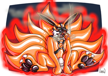 3_toes anthro bdsm big_feet black_pawpads bone bone_gag brainwashing chastity_cage chastity_device cigar claws facial_piercing feet gag gagged glistening harness hindpaw homophobic_slur huge_feet hyper hyper_feet hypnosis latex male mind_control multi_tail muzzle_(object) muzzled nose_piercing nose_ring orange_body pawpads paws piercing ring_piercing ringed_eyes slur smoking solo submissive submissive_male tail toe_claws toes soul-silver-dragon naruto frisky-lime kurama canid canine fox mammal tailed_beast digital_drawing_(artwork) digital_media_(artwork)