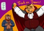 anthro belly black_nose blush bottomwear candy clothing costume dessert duo eyes_closed eyewear food glasses halloween_costume holidays kemono male navel overweight overweight_male pants ch_ia_ki halloween bear mammal 2022