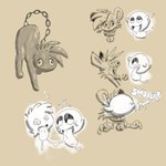 bodily_fluids buckteeth chain_tail dizzy_eyes half-closed_eyes heart_reaction heart_symbol hearts_around_head kissing markings narrowed_eyes saliva saliva_on_tongue saliva_string scared scared_expression scared_face swirling_eyes teeth text tongue tongue_out toony toony_eyes transformation whisker_markings trevor-fox mario_bros nintendo super_mario_sunshine trevor-fox_(character) boo_(mario) chain_chomp ghost mammal mouse murid murine rodent sleepy_boo_(super_mario_sunshine) spirit hi_res sketch sketch_page