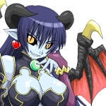 big_breasts big_eyes black_sclera breasts clothed clothing female grin horn humanoid_pointy_ears membrane_(anatomy) membranous_wings pointy_ears smile solo wings yellow_eyes iguchi_sentarou shinrabanshou astaroth demon humanoid 1:1 low_res