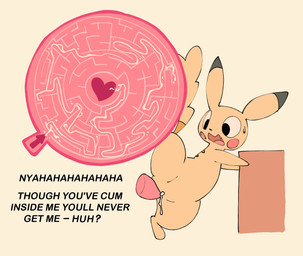 anthro anthro_penetrated ballerina_position black_eyes black_nose bodily_fluids contraceptive_failure cum cum_inside cute_fangs dialogue disembodied_penis duo fangs female female_anthro female_penetrated flexible genital_fluids genitals heart_symbol heart_tail humor impregnation male male/female male_penetrating male_penetrating_female maze nude nude_anthro nude_female one_leg_up open_mouth penetration penis raised_leg semi-anthro sex splits spread_legs spreading standing tail teeth text vaginal vaginal_penetration vertical_splits vulva muzzzzz third-party_edit nintendo pokemon generation_1_pokemon pikachu pokemon_(species) english_text hi_res