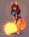 blue_eyes breasts female fire fur hair orange_body orange_fur red_hair solo tail kolae firefox mozilla mozilla_firefox_(character) canid canine fox mammal 2023 hi_res