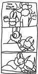 anthro arthropod bedding black_and_white blanket comic dialogue duo female hug humanoid i11ogica1 insect lepidopteran monochrome moth neck_tuft reaper_the_moth size_difference sleepover tuft