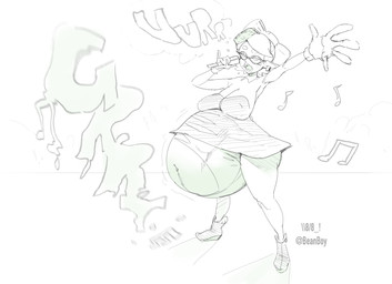 after_vore belly big_belly breasts clothing duo female female_pred gloves handwear overweight simple_background text vore white_background rasha_(artist) nintendo splatoon marie_(splatoon) cephalopod inkling marine mollusk 2025 absurd_res hi_res