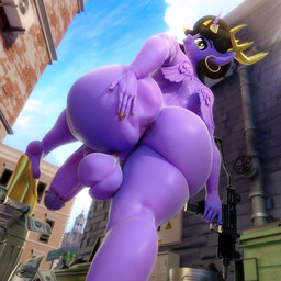 alley anthro antlers balls big_balls big_butt big_penis bodily_fluids butt cheeky clothing ear_piercing ear_ring eyewear feet femboy feminine footwear genitals ghetto glasses guiche_piercing gun high_heels hoop_ear_ring horn huge_butt looking_at_viewer looking_down looking_down_at_viewer male money outside penis piercing plantigrade platform_footwear platform_heels presenting presenting_hindquarters ranged_weapon ring_piercing shoes small_wings soles solo submachine_gun sweat tongue tongue_out uzi weapon wings conditional_dnp snuddy mythology dio_(itzzover) equid equine mammal mythological_creature mythological_equine winged_unicorn 1:1 3d_(artwork) absurd_res blender_(artwork) digital_media_(artwork) hi_res huge_filesize