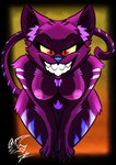 anthro big_breasts breasts female fur leaning leaning_forward looking_at_viewer nude shamahra simple_background smile solo standing tail teeth teeth_showing thick_thighs wide_hips jorhodez felid feline mammal