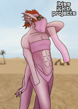 abs animal_genitalia anthro barely_visible_cloaca barely_visible_genitalia belly_dancer belly_dancer_outfit blurred_background chest_tattoo cloaca clothed clothing colored_nails crossdressing crossdressing_male dark_nails desert desert_background dovahzul expressionless face_covered face_veil feather_hair feathers gem genitals gills gold_(metal) gold_jewelry hair hand_on_neck harem_outfit headgear headwear jewelry logo long_nails looking_aside male mask muscular muscular_male nails neck_gills pink_body pink_scales pose pseudo_hair purple_nails red_hair scales smooth_skin solo sunny tail tattoo text_tattoo topwear veil vertical_cloaca wearing_mask yellow_eyes ibisskb microsoft the_elder_scrolls kiivah_(character) argonian scalie artist_logo hi_res pinup watermark