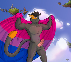 anthro athletic athletic_anthro athletic_male balls barbed_humanoid_penis biped bisexual_pride_colors erection fur genitals glans grey_body grey_fur humanoid_genitalia humanoid_penis hybrid_genitalia hybrid_penis lgbt_pride littleluiz male male_anthro pecs penile_spines penis pride_colors slim solo nohum lgbt_pride_month domestic_cat felid feline felis mammal absurd_res hi_res