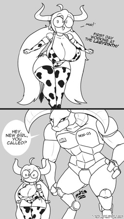 big_breasts bikini biped blush breasts butt clothing dialogue duo female larger_male legwear machine male open_mouth size_difference smaller_female smile speech_bubble swimwear text thigh_highs two-piece_swimsuit zedrin bit_(zedrin) humanoid robot robot_humanoid absurd_res comic english_text hi_res monochrome