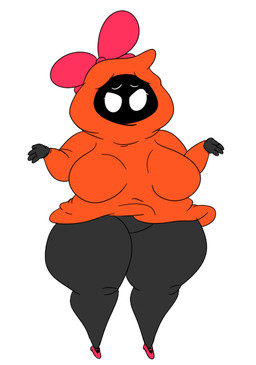 accessory big_breasts biped blush bow_(feature) bow_accessory bow_ribbon breasts clothed clothing female footwear gesture hair_accessory hair_bow hair_ribbon hoodie huge_hips huge_thighs not_furry ribbons shadow_face shoes shortstack shortstack_female shrug simple_background solo standing thick_thighs topwear white_background white_eyes wide_hips unknown_artist nintendo the_legend_of_zelda rosa_(tloz) humanoid subrosian full-length_portrait portrait source_request