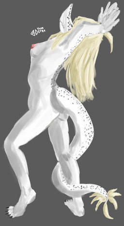 5_fingers 5_toes anthro areola blonde_hair breasts claws feet female fingers freckled_back freckled_face freckled_tail freckles grey_background hair long_hair nipples nude nude_anthro nude_female pose scales simple_background snout solo tail tail_tuft tasteful_nudity text toe_claws toes tuft white_body white_scales jacket_ignites cavemanon_studios puppet_pals snoot_game judee dinosaur prehistoric_species reptile saurischian scalie theropod troodon troodontid 2024 artist_name digital_drawing_(artwork) digital_media_(artwork) hi_res signature
