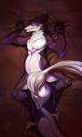 2016 absurd_res anthro digital_media_(artwork) hi_res male nude ozi-rz pregnant sergal simple_background smile solo tail vaos_(vaos_porpoise)