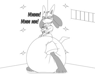 ambiguous_gender anthro bdsm big_diaper bondage bound clean_diaper clothed clothing diaper gag muzzle_(object) muzzled restraints solo straitjacket wearing_diaper padlockedpadding nintendo pokemon generation_4_pokemon lucario pokemon_(species) hi_res monochrome