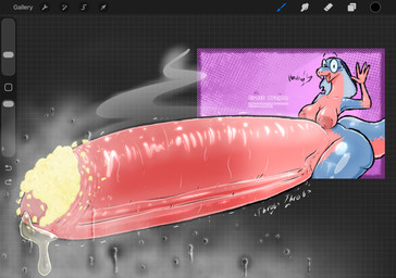 anthro big_penis bodily_fluids breaking_the_fourth_wall breasts female genital_fluids genitals gesture greeting_viewer gynomorph huge_penis hyper hyper_genitalia hyper_penis intersex musk musky_penis nude penis precum smegma smegma_on_penis solo steam steamy_penis talking_to_viewer waving waving_at_viewer dragonlady_(artist) procreate_(copyright) lem_(lem75) reptile scalie snake hi_res