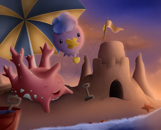 ambiguous_gender beach castle cloud detailed_background duo eyes_closed feral flag flag_(object) happy heart_symbol levitation open_mouth parasol red_tongue sand sand_castle sculpture seaside shovel sky smile tongue tools water meraence nintendo pokemon aquatic asterozoan corsola drifloon echinoderm generation_2_pokemon generation_4_pokemon ghost pokemon_(species) spirit starfish 2013 digital_media_(artwork) hi_res