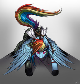 armor axe battle_axe blue_body blue_feathers clothing feathered_wings feathers female feral glare hair melee_weapon multicolored_hair purple_eyes rainbow_hair solo weapon wings mirapony friendship_is_magic hasbro my_little_pony mythology x-com rainbow_dash_(mlp) ranger_(x-com) equid equine mammal mythological_creature mythological_equine pegasus 2016 hi_res