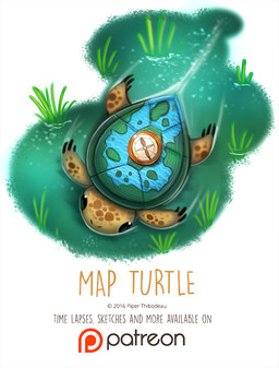 ambiguous_gender black_eyes brown_body brown_scales claws compass feral grass humor map plant pond pun scales simple_background solo tan_body tan_scales text visual_pun water white_background piper_thibodeau map_turtle reptile scalie turtle 2016 digital_media_(artwork) digital_painting_(artwork) english_text painting_(artwork)