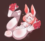 4_toes anthro feet female foot_focus genitals hair heart_symbol lying navel nipples nude on_back pawpads pink_hair pink_pawpads presenting_pawpads pussy solo toes wavkei ima_(imabunbun) lagomorph leporid mammal rabbit absurd_res hi_res