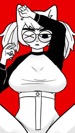 black_hair border breasts clothing eyewear female glasses group hair music music_video pigtails text topwear white_border white_clothing white_hair white_topwear cho_second sound_warning the_suicider_rat archcolonel archsecretary choi_yujin deus_(the_suicider_rat) canid canine canis domestic_dog felid feline human humanoid mammal murid murine rat rodent 9:16 animated english_text hi_res monochrome short_playtime sound webm