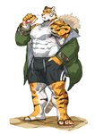 abs anthro biceps juice_box male muscular muscular_anthro muscular_male nipples pecs solo striped_body stripes vein veiny_muscles traver009 coach_ho felid mammal pantherine tiger absurd_res hi_res