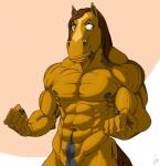 abs anthro athletic biceps big_muscles biped brown_body brown_eyes brown_fur brown_hair flexing fur grey_body grey_fur grey_nipples hair male manly muscular muscular_anthro muscular_male nipples nude pecs pose solo standing vein tithinian anthony_(tithinian) equid equine horse mammal 2014 absurd_res hi_res